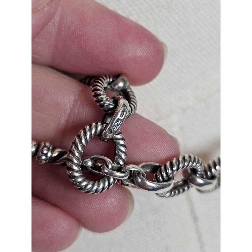 Michelle Albala Sterling Silver Twisted Rolo Cable Chain Toggle Necklace 18in - Picture 4 of 11